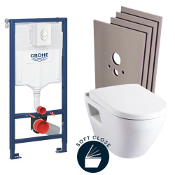 Geberit Pack WC Geberit Duofix + Cuvette WC suspendu Geberit Rimfree + Plaque de commande Sigma20 Blanc chromé