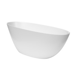 Amika Baignoire îlot 157x68, en Marbre Coulé 210L, Blanc (SATAMI1570)