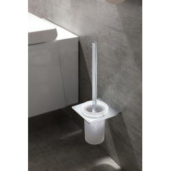 Evolution R Brosse WC en Verre avec support mural en Aluminium, (SATDEVOR37)