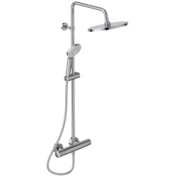 OCTO  Colonne de douche avec mitigeur thermostatique, tête de douche 250 mm, douchette 3 jets, Chrome (BC485AA)