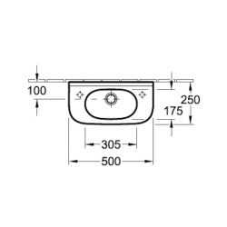 O.Novo Lave-mains 50x25 cm, trou pour robinet à droite, blanc (53615001)