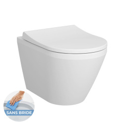 Geberit Pack WC Geberit Duofix + Cuvette WC suspendu Geberit Rimfree + Plaque de commande Sigma20 Blanc chromé