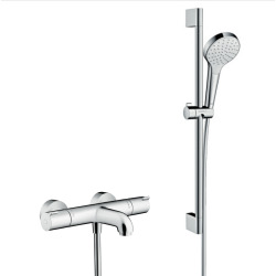 Set de douche Croma Select S 110 1jet / Unica'Crometta 0,65m + Mitigeur thermostatique Bain douche, Chrome (13201000-Crometta3)