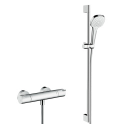 Set  de douche Croma Select E 110 Vario / Unica'Croma 0,90m + Mitigeur thermostatiquede Douche, Chrome (13211000-CromaSelectE)