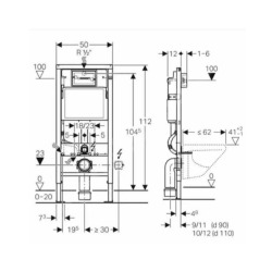 Pack Autoportant Bâti-support Duofix 112cm + Plaque de commande Chrome Delta20 + fixations murales (458.134.21.2)