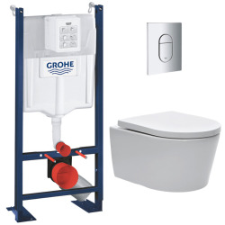 Pack WC Bâti autoportant + WC sans bride SAT + Abattant softclose + Plaque chrome (ProjectSATrimless-5)