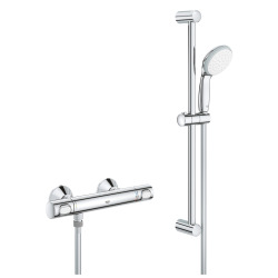 Precision Flow Set de douche mitigieur thermostatique + Douchette 1 jet + flexible de douche, Chrome (34841000)