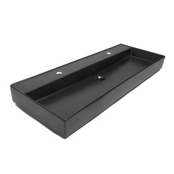 Swiss Aqua Technologies Lavabo SAT Infinitio 121,4x46,9 cm noir mat deux trous pour robinetterie (SATINF12046BKM)