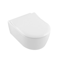 Geberit Pack WC Bâti support + WC Villeroy & Boch Arceauslim sans bride + abattant SoftClose + Plaque Blanche (ArceauSlimGeb3)