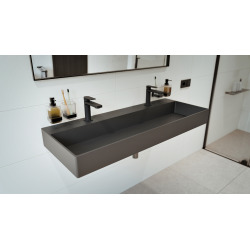 Swiss Aqua Technologies Lavabo SAT Infinitio 121,4x46,9 cm noir mat deux trous pour robinetterie (SATINF12046BKM)