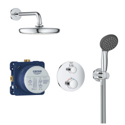 PRECISION TREND Set de douche encastré, douche de tête 210mm + douchette 2 jets, Chrome (34733002)