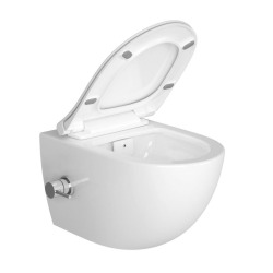 Pack WC bâti-autoportant + WC SAT sans bride fixations invisibles + Abattant softclose + Plaque blanche (SMART-SATrimless-9)