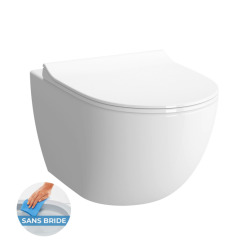 Pack WC bâti-autoportant + WC SAT sans bride fixations invisibles + Abattant softclose + Plaque blanche (SMART-SATrimless-9)