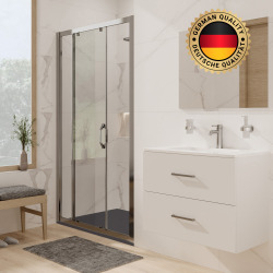 Pack douche Porte coulissante 120cm + Set de douche avec mitigeur Hanshrohe + Receveur Satalek 120x80cm, Noir