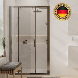 Receveur Satalek 120x80cm, Blanc + Porte de douche 120cm + Set de douche Grohe avec Mitigeur thermostatique, douchette 2 jets