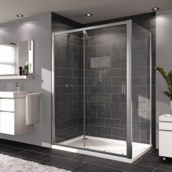 Next Paroi de douche 120 cm en verre transparent avec porte coulissante + Profils chromés (140402.069.322)