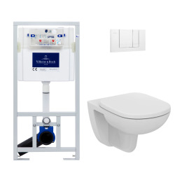 Pack WC bâti-support + Cuvette Bau sans bride + Abattant + Plaque blanche (ViConnectBauClassic-2)