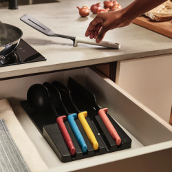 Elevate™ Set de 5 couteaux + 5 ustensiles de cuisine avec rangement, noir (10566)