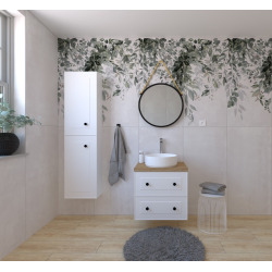 Naturel Ensemble de salle de bain avec lavabo comprenant robinet de lavabo, bec et siphon Naturel Forli blanc (KSETFORLI8)