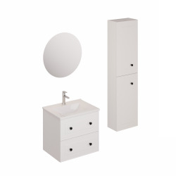 Naturel Ensemble de salle de bain avec lavabo comprenant mitigeur de lavabo, bec et siphon Naturel Forli blanc (KSETFORLI9)