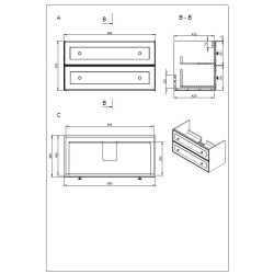 Naturel Meuble de salle de bain avec lavabo Naturel Forli 100x45x46 cm blanc (FORLI100BIU)