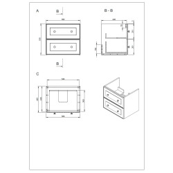 Naturel Meuble de salle de bain avec vasque Naturel Forli 60x45x46 cm blanc brillant (FORLI60BIUVER)