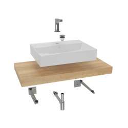 Naturel Ensemble de salle de bain SAT avec plaque sous lavabo Dolce 100x8x50 cm chêne halifax KSETDO11