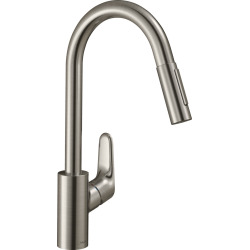 Hansgrohe Focus M41 Mitigeur d&apos;évier 240 avec douchette extractible, 2 jets, Inox brossé (31815800)