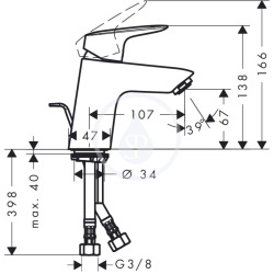 Hansgrohe Logis Mitigeur monocommande 70 CH3 CoolStart pour lavabo avec garniture de vidage (71072000)