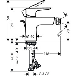 Hansgrohe Talis E Mitigeur bidet noir brossé, avec tirette et vidage (71720340)