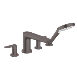 Hansgrohe Talis E Mélangeur 4 trous noir brossé pour montage sur bord de baignoire (71748340)