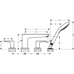 Hansgrohe Talis E Mélangeur 4 trous noir brossé pour montage sur bord de baignoire (71748340)