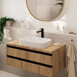 Hansgrohe Vernis Blend Mitigeur de lavabo 190 avec tirette et vidage synthétique, Noir mat (71552670)