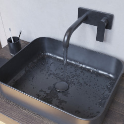 Hansgrohe Vernis Shape Mitigeur de lavabo encastré mural, 2 sorties, bec 207 mm, Noir mat (71578670)