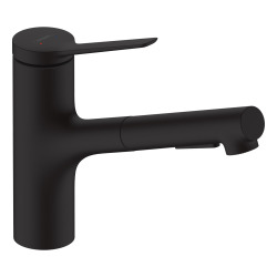 Hansgrohe Zesis M33 Mitigeur de cuisine 150 avec douchette extractible 2 jets, Noir mat (74800670)