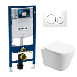 Pack WC Geberit Duofix + Cuvette Ideal Standard Tesi Aquablade + Plaque de commande Sigma01 Chrome mat