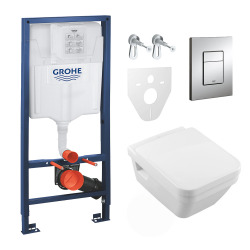 Pack WC Grohe Rapid SL + Cuvette Villeroy & Boch + Plaque de commande Grohe Skate Chrome