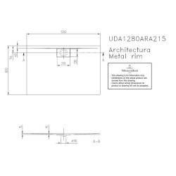 Villeroy & Boch Receveur Architectura Metalrim, 1200 x 800 x 15 mm, anthracite (UDA1280ARA215V-1S)