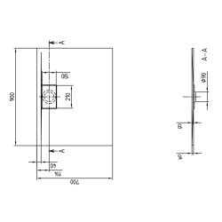 Villeroy & Boch Receveur Architectura Metalrim, 700 x 900 x 15 mm, blanc