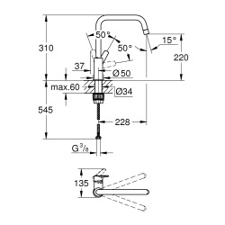 Grohe Start Mitigeur monocommande évier avec Limiteur de débit, Chrome (30470000)