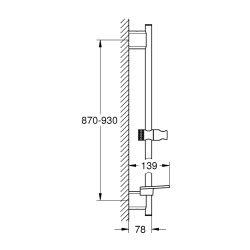 Grohe Rainshower Smartactive Barre de douche 900mm avec curseur et support orientable, Hard Graphite brossé (26603AL0)