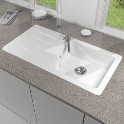 Villeroy & Boch Architectura 60 Evier à encastrer 100x51cm réversible avec vidage automatique, Céramique, Blanc (33601201)