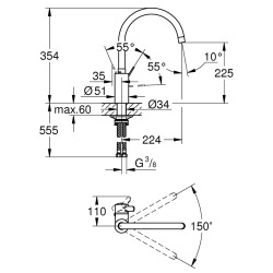 EUROSMART COSMOPOLITAN MITIGEUR ÉVIER, Chrome (32843002)