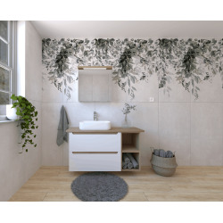 Naturel Ensemble de salle de bain avec lavabo comprenant mitigeur de lavabo, bec et siphon Naturel Stilla blanc brillant (KSETSTILLA001)