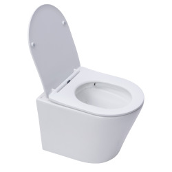 Pack WC Bâti-support + WC Swiss Aqua Technologies Infinitio sans bride, fixations invisibles + Plaque blanche (InfinitioGeb3)