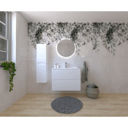 Naturel Ensemble de salle de bain avec lavabo comprenant mitigeur de lavabo, bec et siphon Naturel Stilla blanc brillant (KSETSTILLA006)