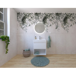 Naturel Ensemble de salle de bain avec lavabo comprenant robinet de lavabo, bec et siphon Naturel Stilla blanc brillant (KSETSTILLA012)