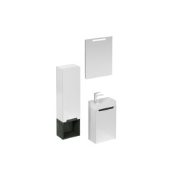 Naturel Ensemble de salle de bain avec lavabo comprenant mitigeur de lavabo, bec et siphon Naturel Stilla blanc brillant (KSETSTILLA021)