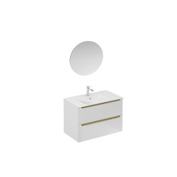 Naturel Ensemble de salle de bain avec lavabo comprenant mitigeur de lavabo, bec et siphon Naturel Stilla blanc brillant (KSETSTILLA023)