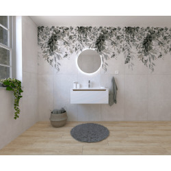 Naturel Ensemble de salle de bain avec lavabo comprenant mitigeur de lavabo, bec et siphon Naturel Stilla blanc brillant (KSETSTILLA027)